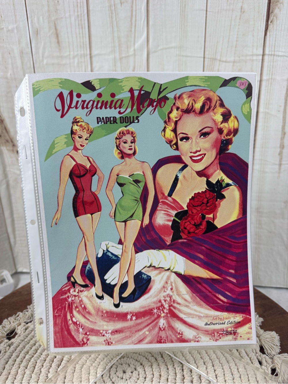 Virginia Majo Paper Dolls Vintage Style Art Print - Red, Green, Pink